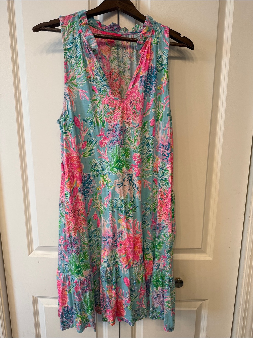 Lilly Pulitzer Aqua, Pink & Green Tropical Print Dress